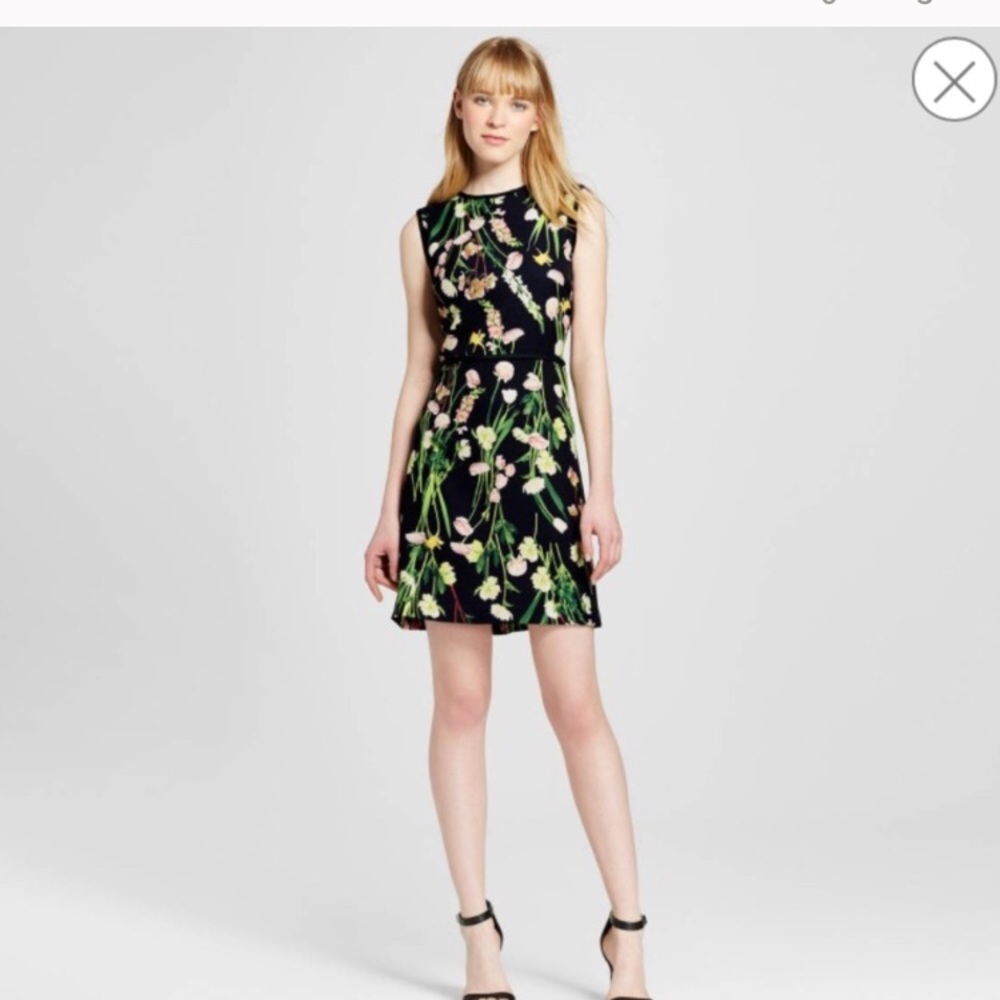 Black English Floral Satin Dress